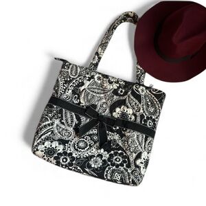 Paisley and Floral Black and White Bag